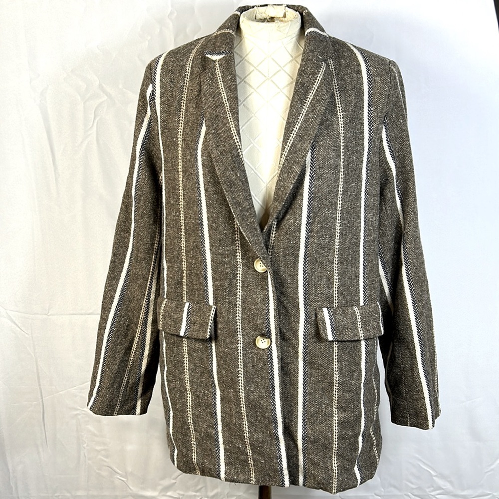 Akaiv Blazer Wool Size Small Front Pockets Browns And Cream New With Tags